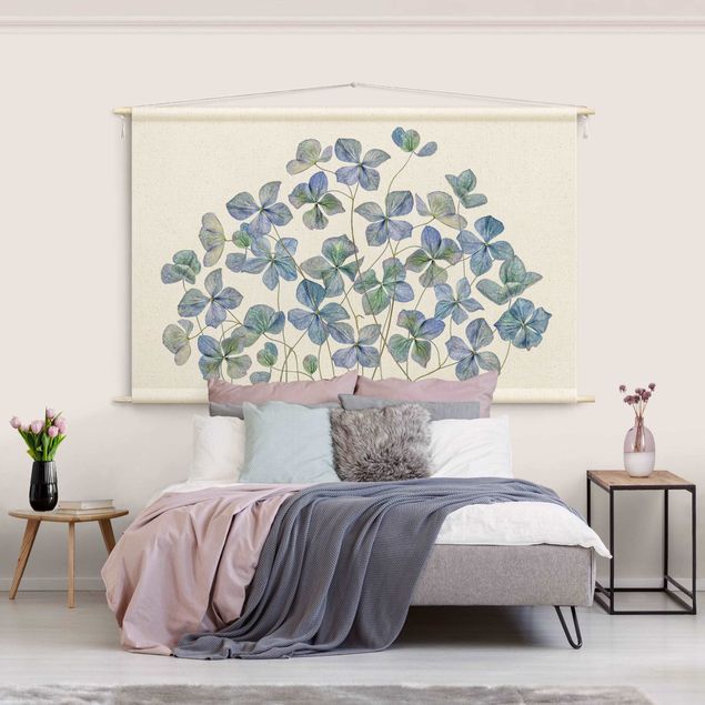 Wandkleed xxl Blue Hydrangea Flowers