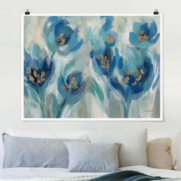 Poster - Blue fairy tale with flowers