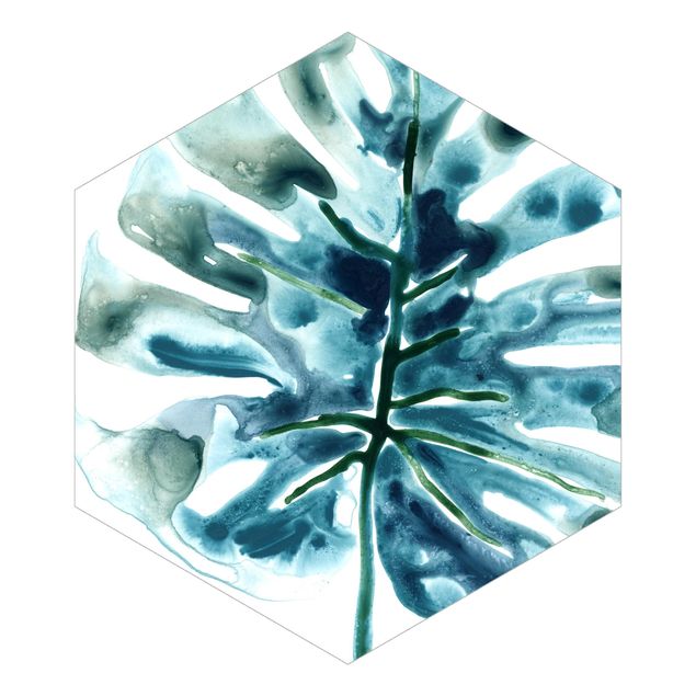 Hexagon Behang Blue Tropical Jewel