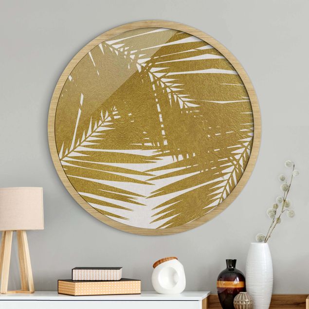 Rond schilderijen Scorcio tra foglie di palme dorate