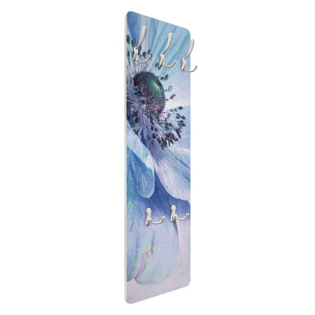Wandkapstokken houten paneel Flower In Turquoise