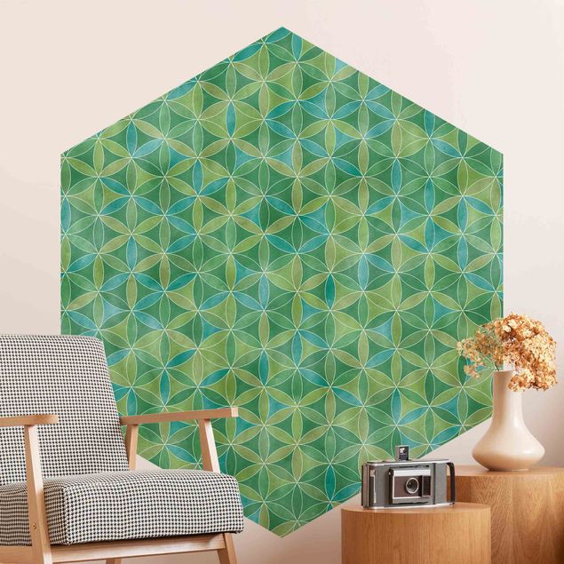 Hexagon Behang Flower Of Life Colour Cast