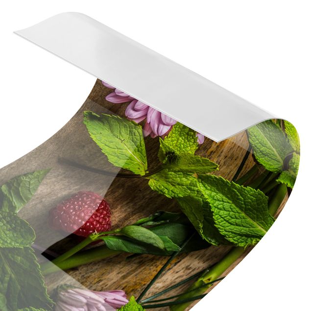 Keukenachterwanden Flowers Raspberries Mint