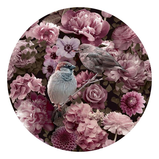 Behangcirkel Floral Paradise Sparrow In Antique Pink