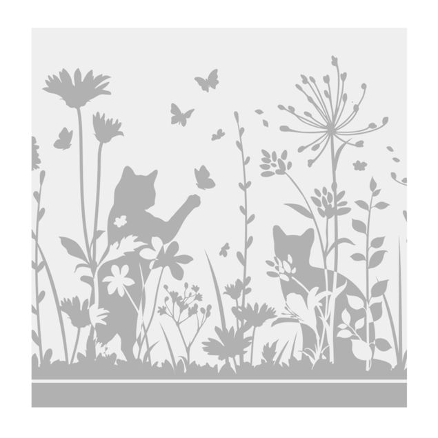 Raamfolie - Flower Meadow With Cats