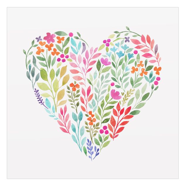 Raamfolie - Flowery Watercolour Heart-Shaped