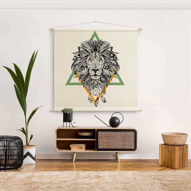 Wandkleed bohemian Boho Lion With Dreamcatcher