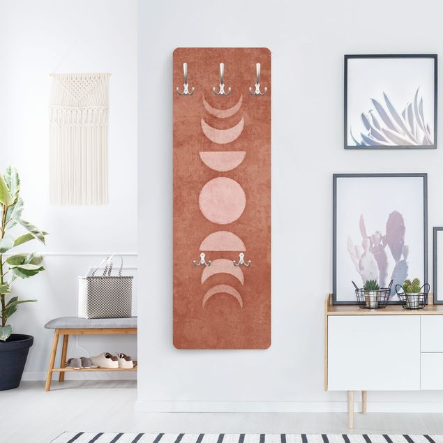 Wandkapstokken houten paneel - Boho Phases Of the Moon II