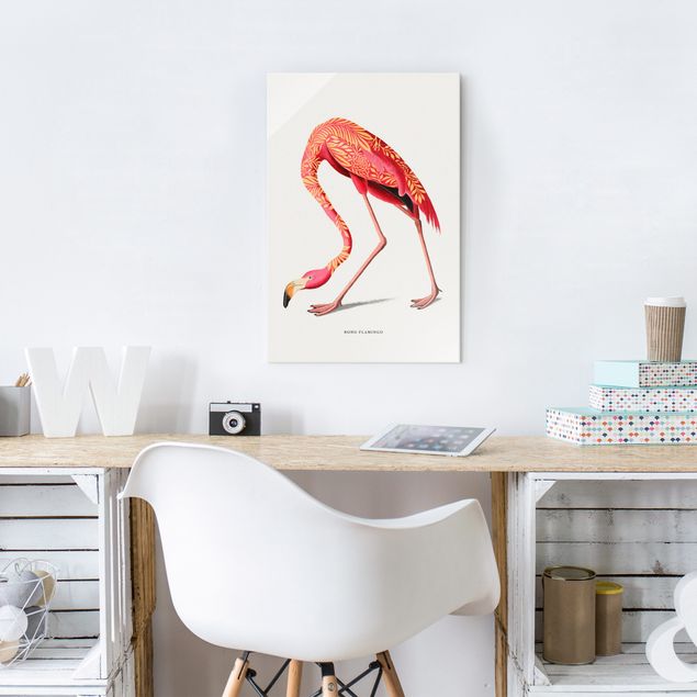 Glasschilderijen Boho Birds - Flamingo