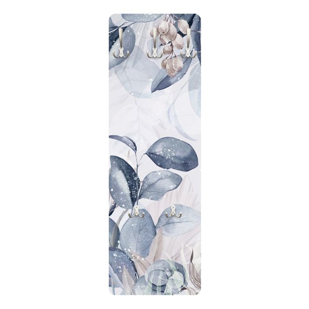 Wandkapstokken houten paneel - Botany In Pastel Blue & Beige