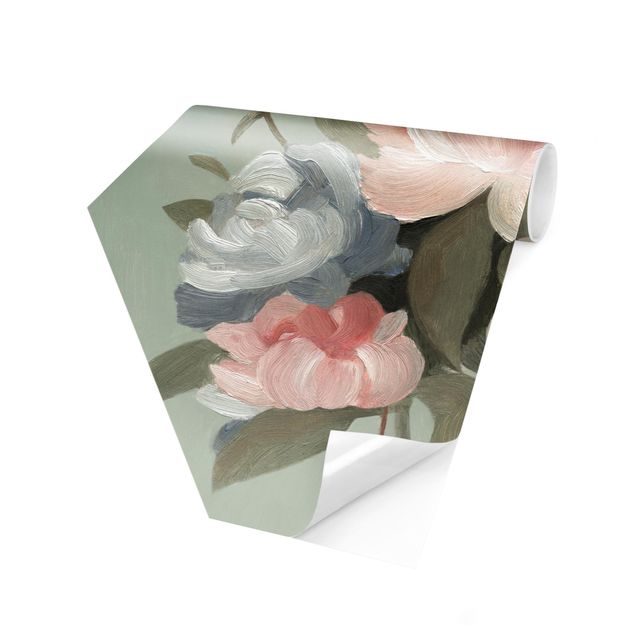 Hexagon Behang Bouquet In Pastel I