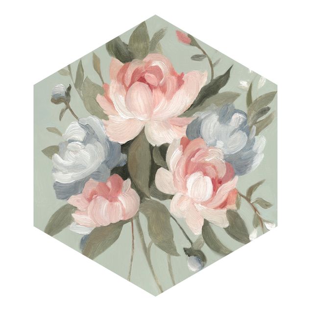 Hexagon Behang Bouquet In Pastel I