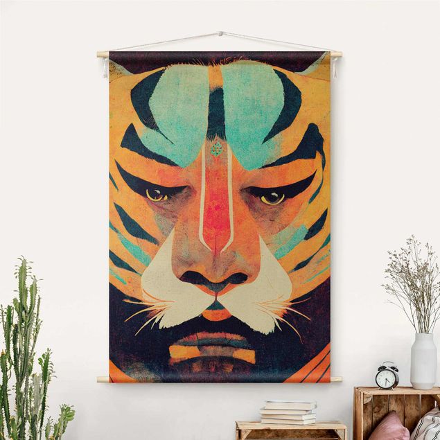 wandkleed modern Colourful Tiger Illustration