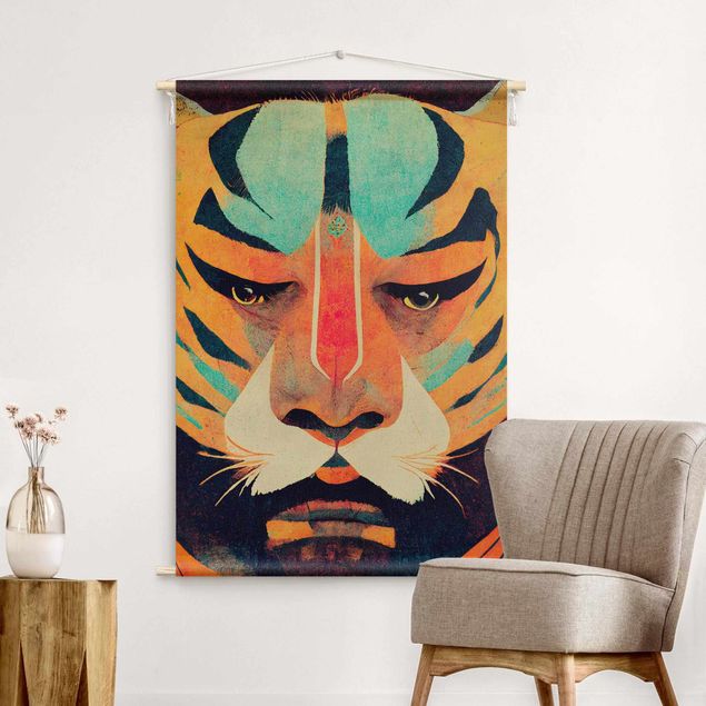 wanddoeken Colourful Tiger Illustration