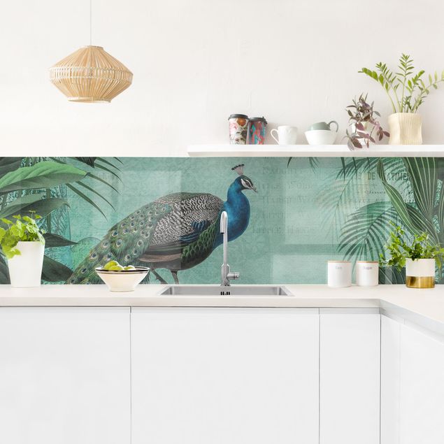 Achterwand voor keuken dieren Shabby Chic Collage - Noble Peacock