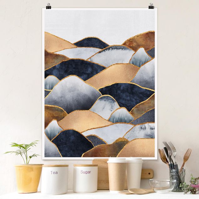 Posters Golden Mountains Watercolour