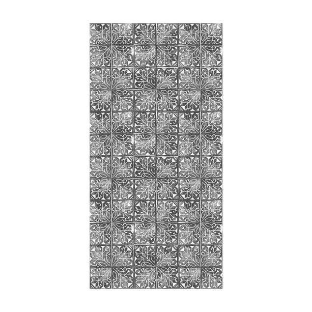 tapijt zwart wit Vintage Pattern Spanish Tiles