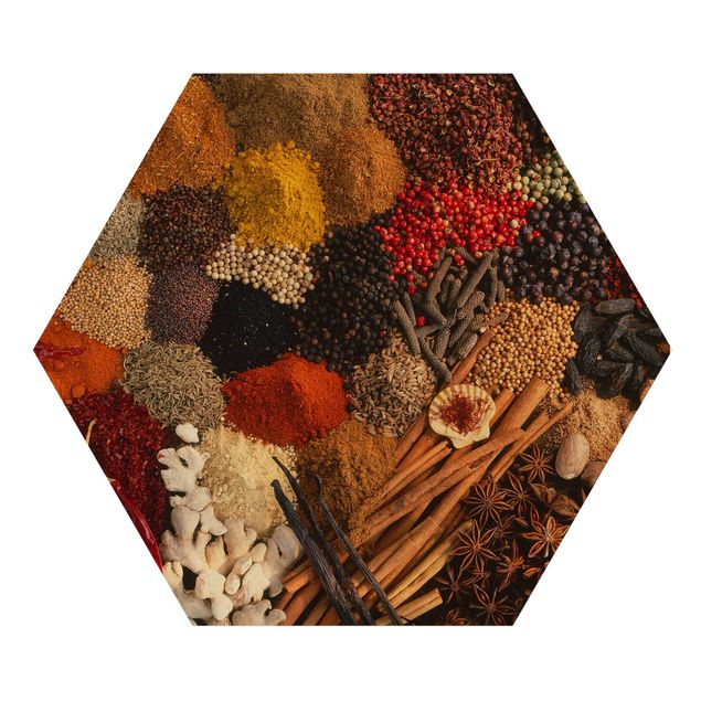 Hexagons houten schilderijen Exotic Spices