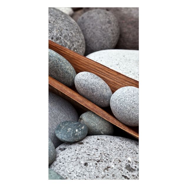 Duschrückwand - Stillleben mit grauen Steinen