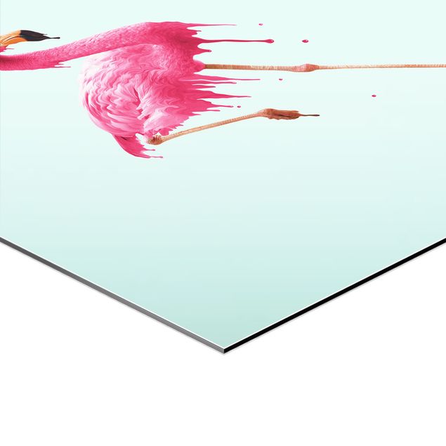 Hexagons Aluminium Dibond schilderijen - 3-delig Flamingo Set