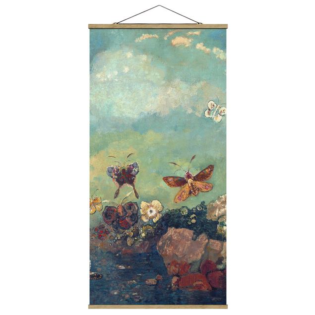 Stoffen schilderij met posterlijst Odilon Redon - Butterflies