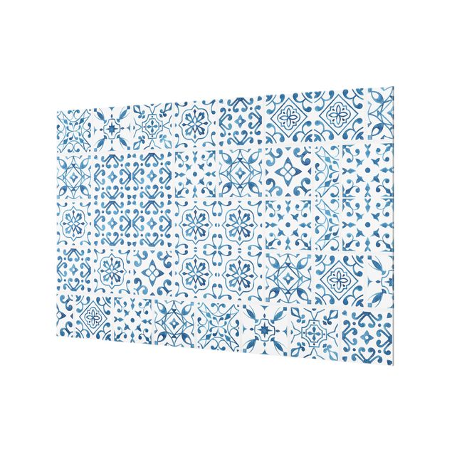 Spatscherm keuken Tile pattern Blue White