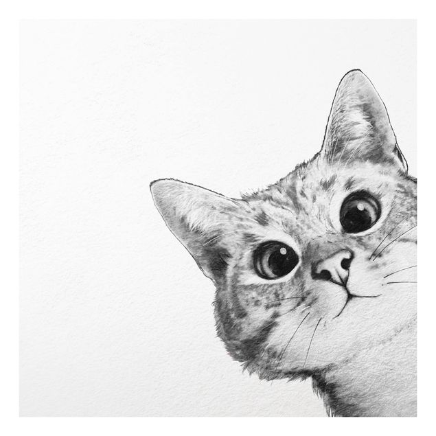 Forex schilderijen Illustration Cat Drawing Black And White