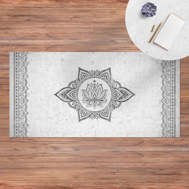 Loper tapijt Mandala Lotus Concrete Look