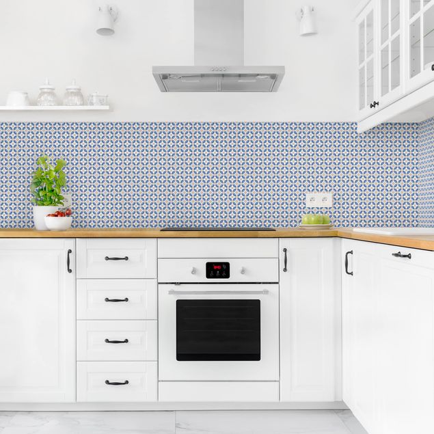 Achterwand voor keuken tegelmotief Oriental Patterns With Blue Stars