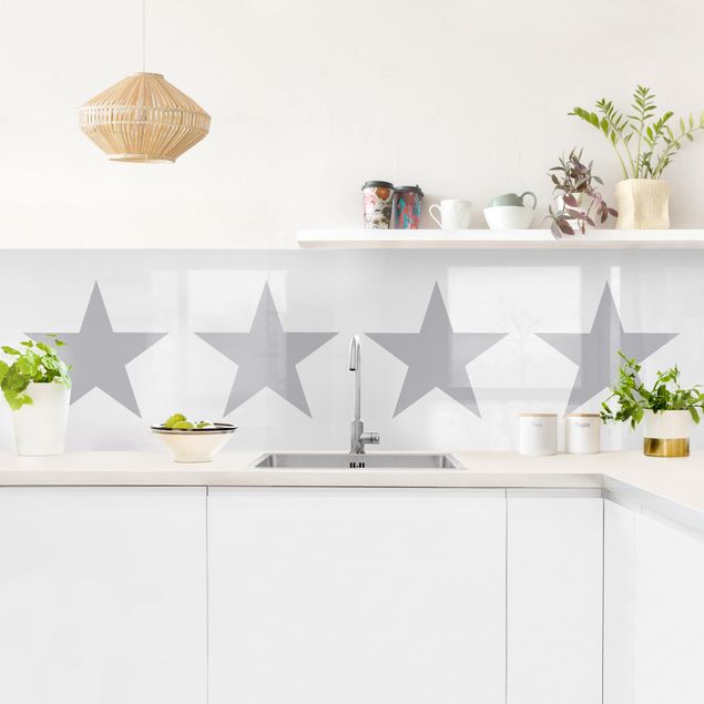 Achterkant keuken Large Grey Stars On White