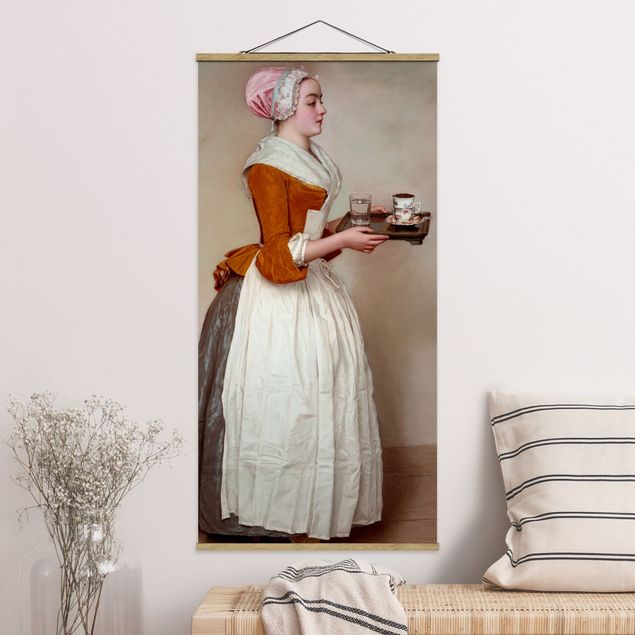 Stoffen schilderij met posterlijst Jean Etienne Liotard - The Chocolate Girl