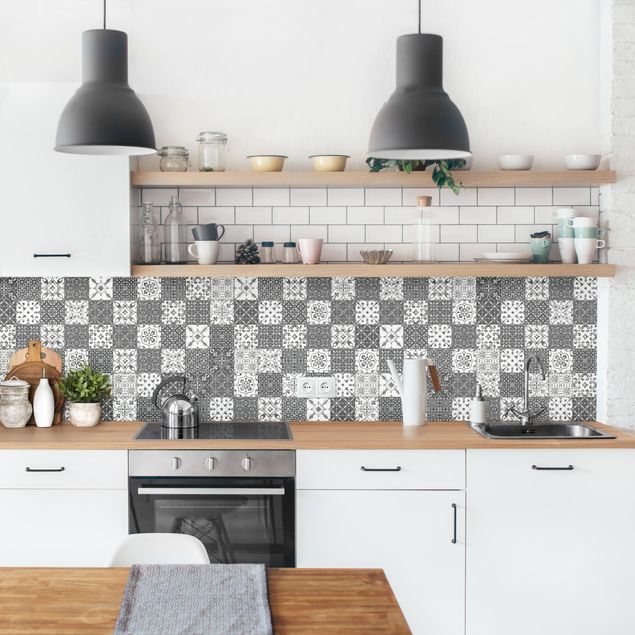 Achterwand voor keuken tegelmotief Tile Pattern Mix Gray White