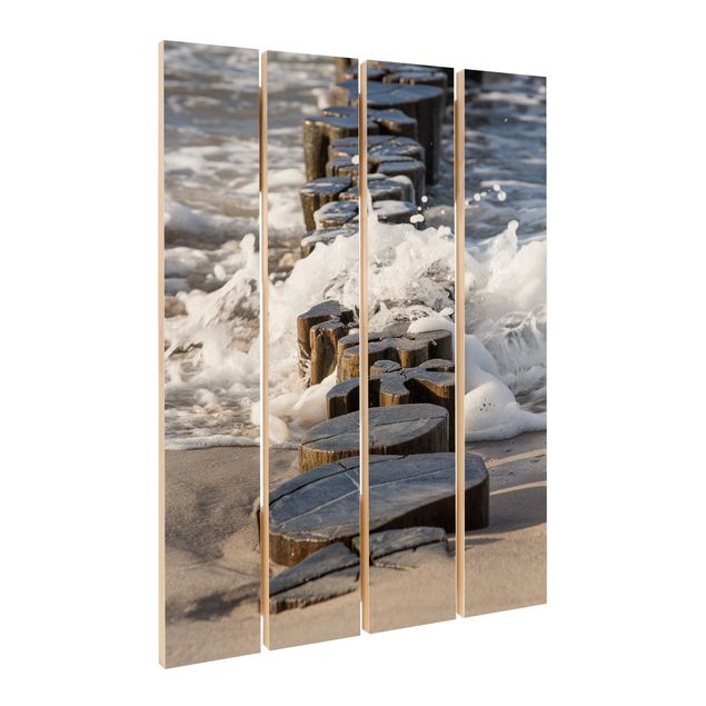 Houten schilderijen op plank Breakwater On The Beach