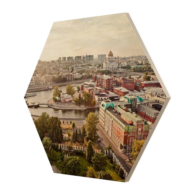 Hexagons houten schilderijen City Of Moscow