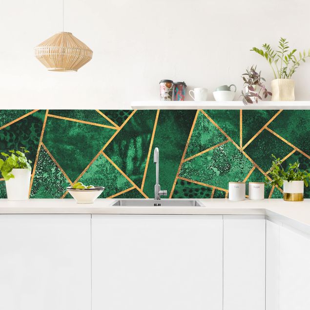 Achterwand voor keuken abstract Dark Emerald With Gold