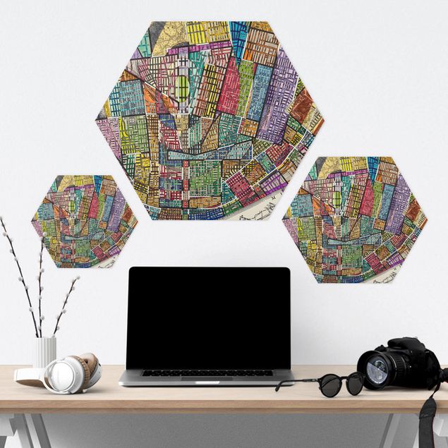 Hexagons Aluminium Dibond schilderijen Modern Map Of St. Louis