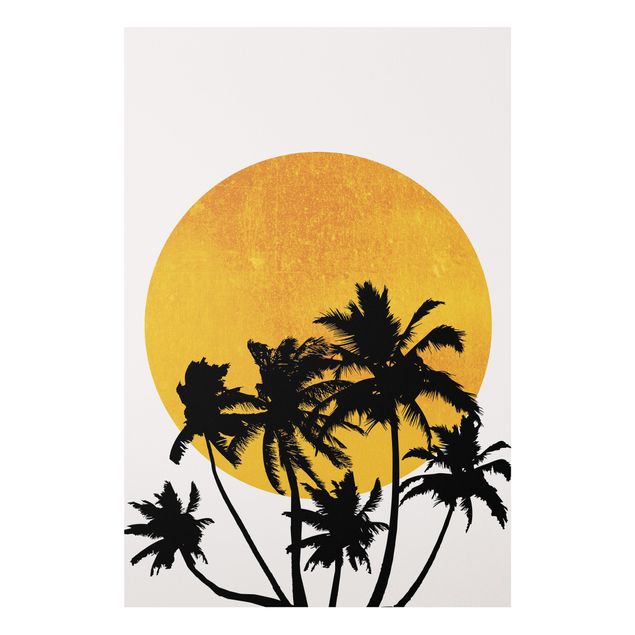 Forex schilderijen Palm Trees In Front Of Golden Sun