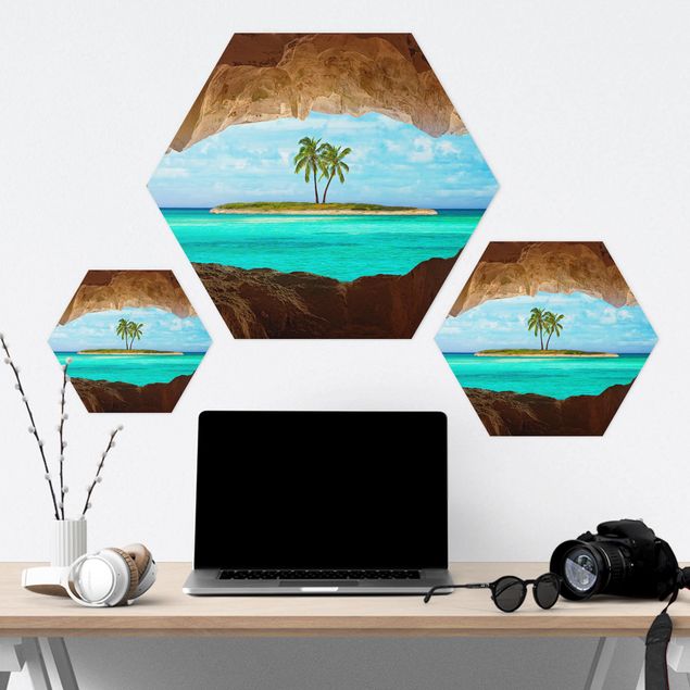 Hexagons Aluminium Dibond schilderijen View of Paradise