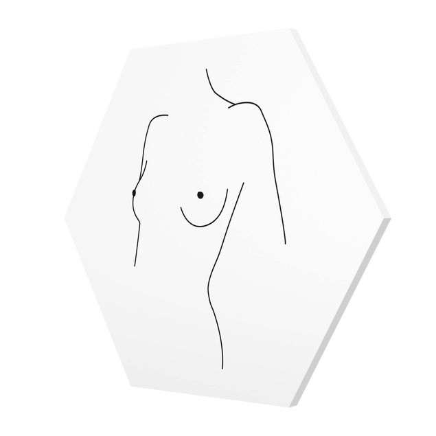 Hexagons Forex schilderijen Line Art Nude Bust Woman Black And White