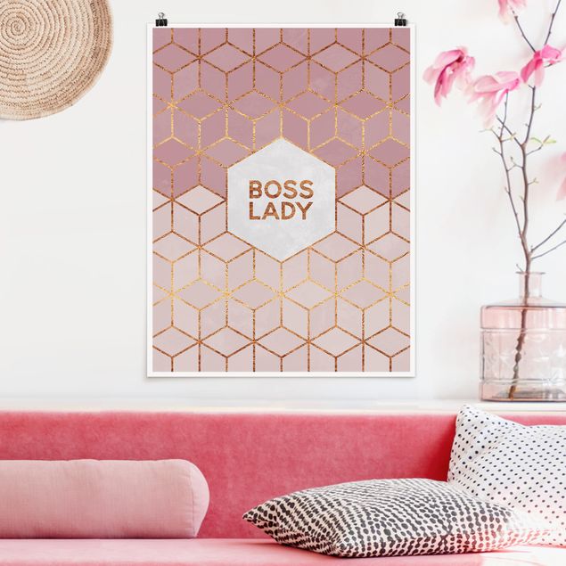 Posters Boss Lady Hexagons Pink