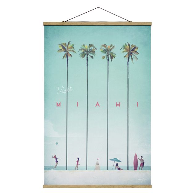 Stoffen schilderij met posterlijst Travel Poster - Miami