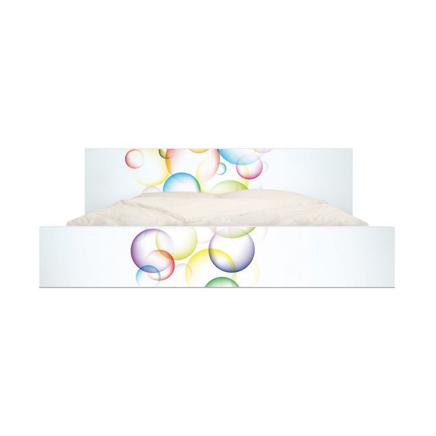 Meubelfolie IKEA Malm Bed Rainbow Bubbles