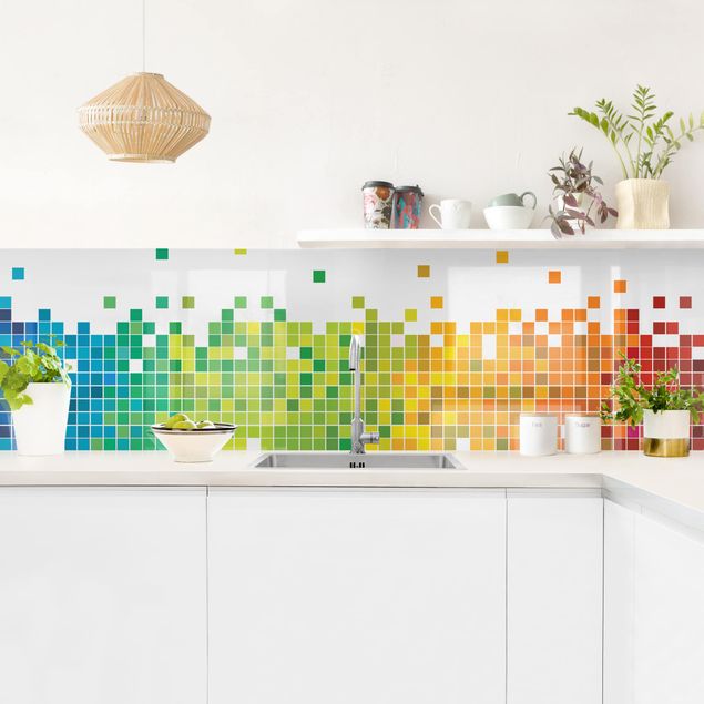 Achterwand voor keuken abstract Pixel Rainbow
