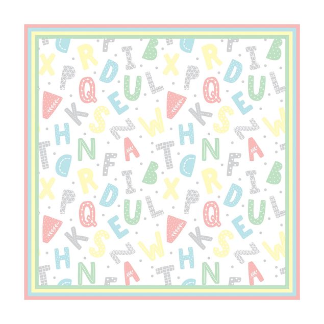 Vinyl tapijt Alphabet In Pastel Colours With Frame