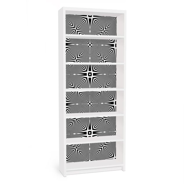 Meubelfolie IKEA Billy Boekenkast Abstract Ornament Black And White