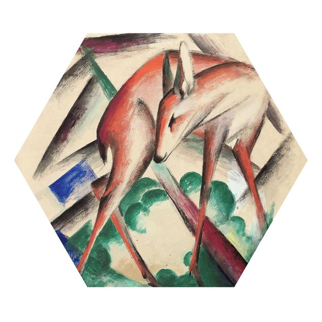 Hexagons Forex schilderijen Franz Marc - Deer