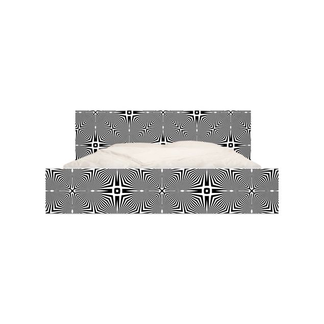 Meubelfolie IKEA Malm Bed Abstract Ornament Black And White
