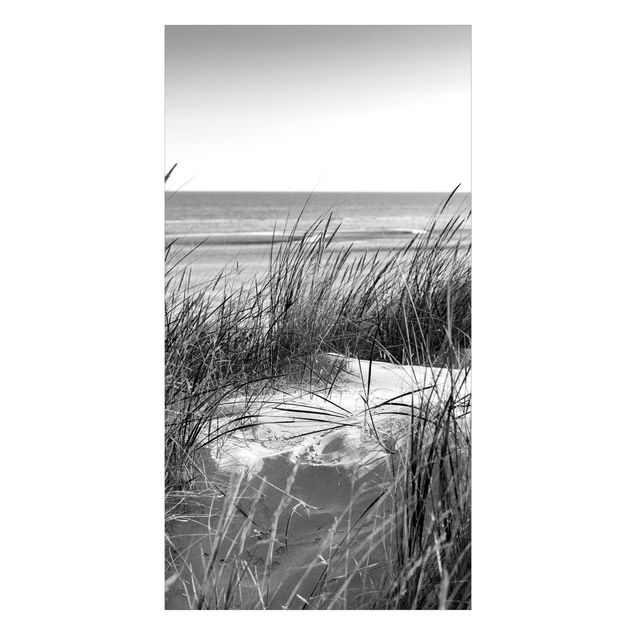 Duschrückwand - Stranddüne am Meer Schwarz-Weiß