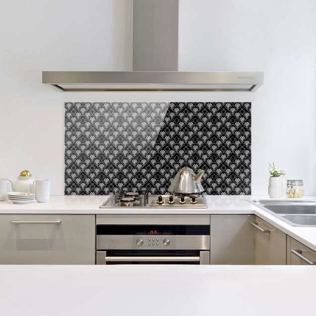 Spatscherm keuken Glitter Look With Art Deko Pattern On Black