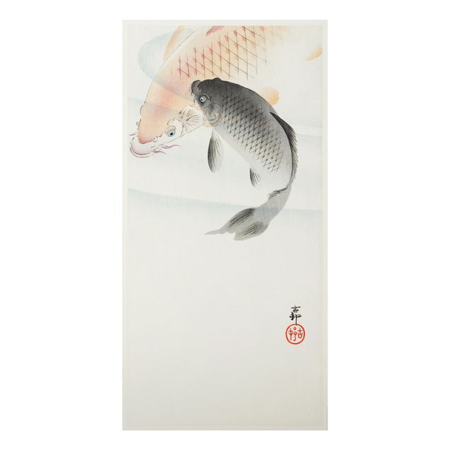 Aluminium Dibond schilderijen Vintage Illustration Asian Fish L